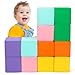 TRENDBOX Foam Blocks for Toddlers 12 PCS Soft Building Blocks for Kids Large Foam Cubes Colourful Stacking Block Sets Throw Play Toys with Washable CoverPink Light Blue Yellow Orange Green Purple - Image 2