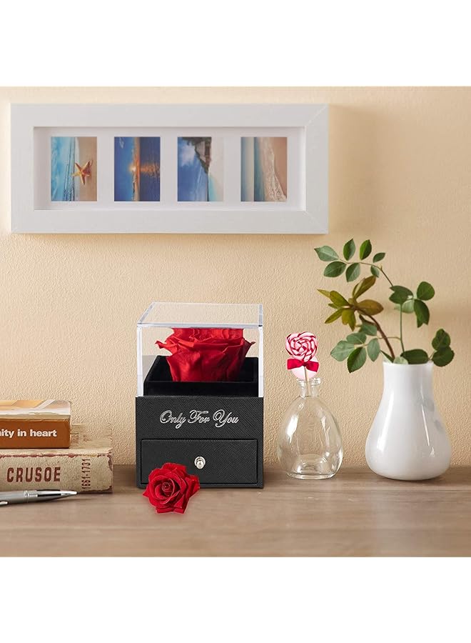 erorex Eternal Rose With Gift Box Cute Preserved Rose Set With I Love You Necklace For Mom Wife Girlfriend On Valentines Day Anniversary Birthday Day Romantic Gifts For Her  - Image 4