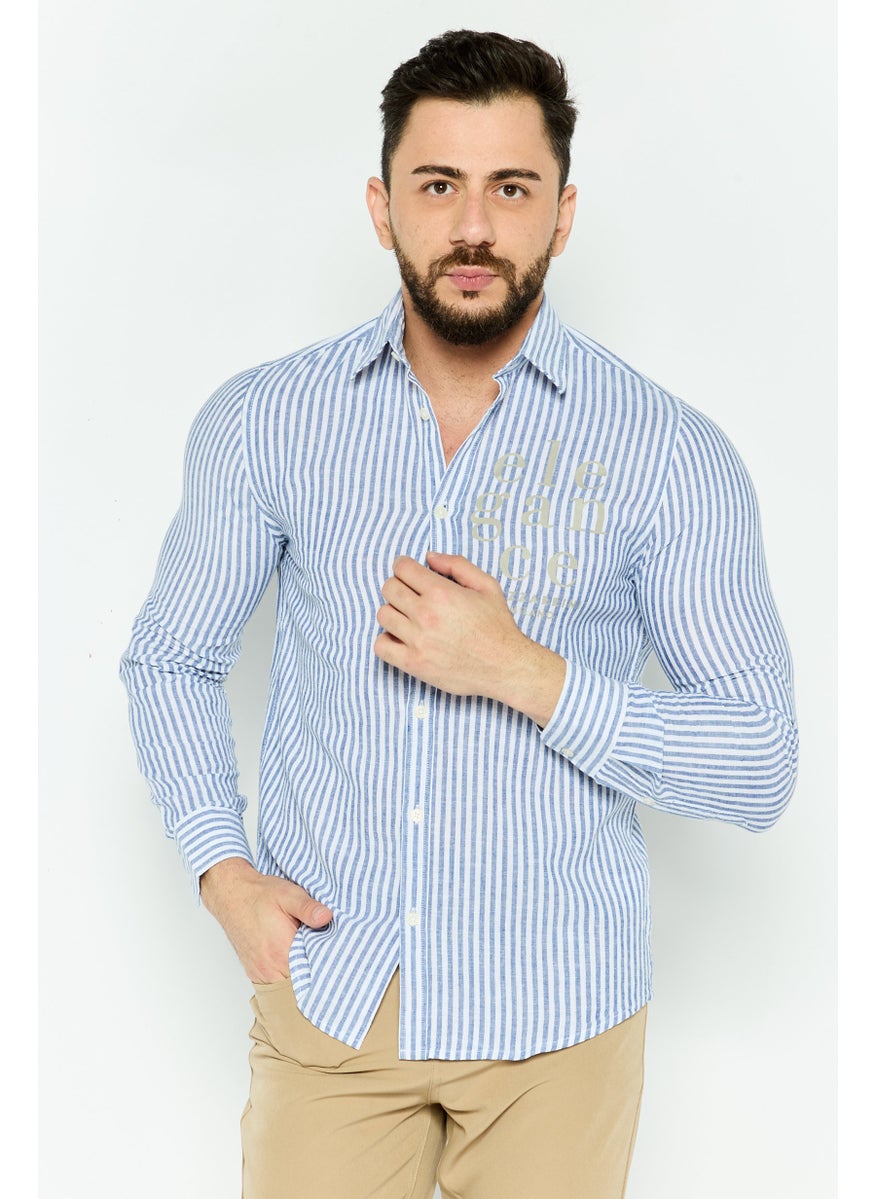 Men Regular Fit Stripe Long Sleeve Casual Shirt, White - pzsku/ZFB3243A7048E0BED37F5Z/45/_/1737641953/1174c78f-df37-4e6c-9c2d-dcab9023a54a