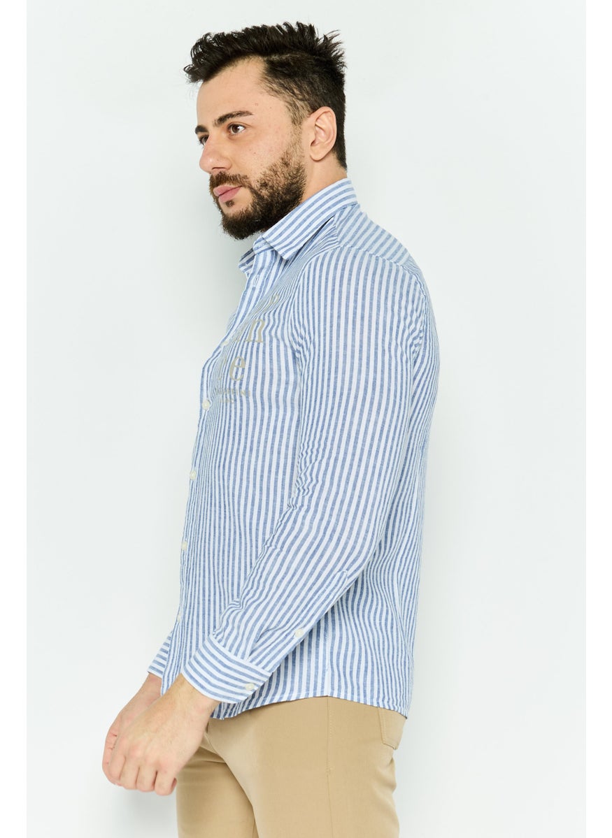 Men Regular Fit Stripe Long Sleeve Casual Shirt, White - pzsku/ZFB3243A7048E0BED37F5Z/45/_/1737641958/a1177390-46e0-40a4-a28d-9d2e20d9f1d8