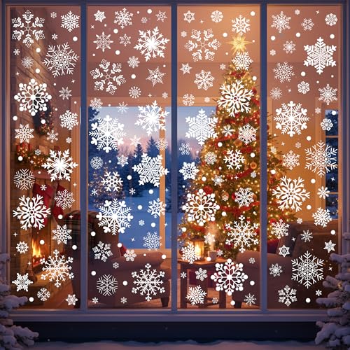 Backtopeia Snowflake Window Clings Stickers | 456Pcs Snowflake Clings Window Decal Christmas Decorations Christmas Stickers Winter Xmas Decorations Indoor Outdoor Glass Accesories Decor Supplies - Image 1
