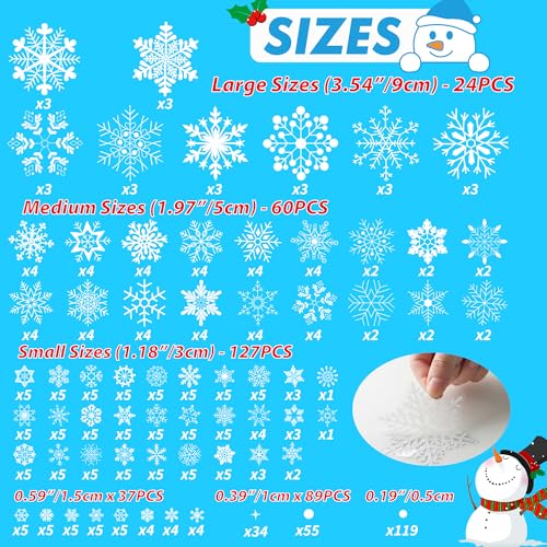 Backtopeia Snowflake Window Clings Stickers | 456Pcs Snowflake Clings Window Decal Christmas Decorations Christmas Stickers Winter Xmas Decorations Indoor Outdoor Glass Accesories Decor Supplies - Image 5