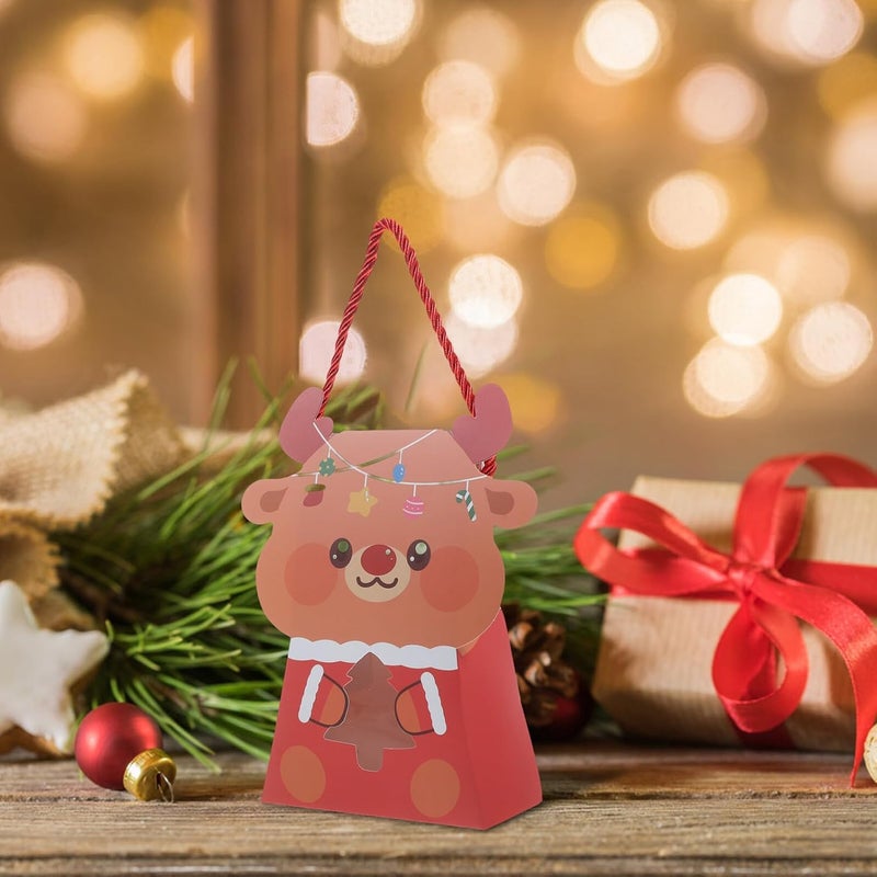 WATIIFUFU Christmas Bags for 10pcs Reindeer Window Treat Bags with Handles for Holiday Candy Packaging - Image 5