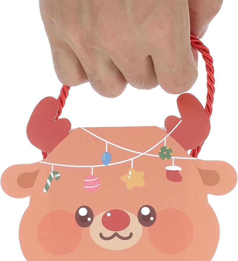 WATIIFUFU Christmas Bags for 10pcs Reindeer Window Treat Bags with Handles for Holiday Candy Packaging - Image 3