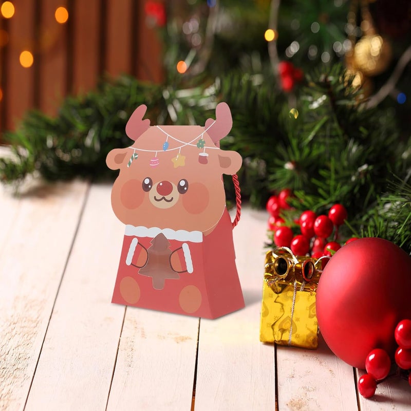 WATIIFUFU Christmas Bags for 10pcs Reindeer Window Treat Bags with Handles for Holiday Candy Packaging - Image 4