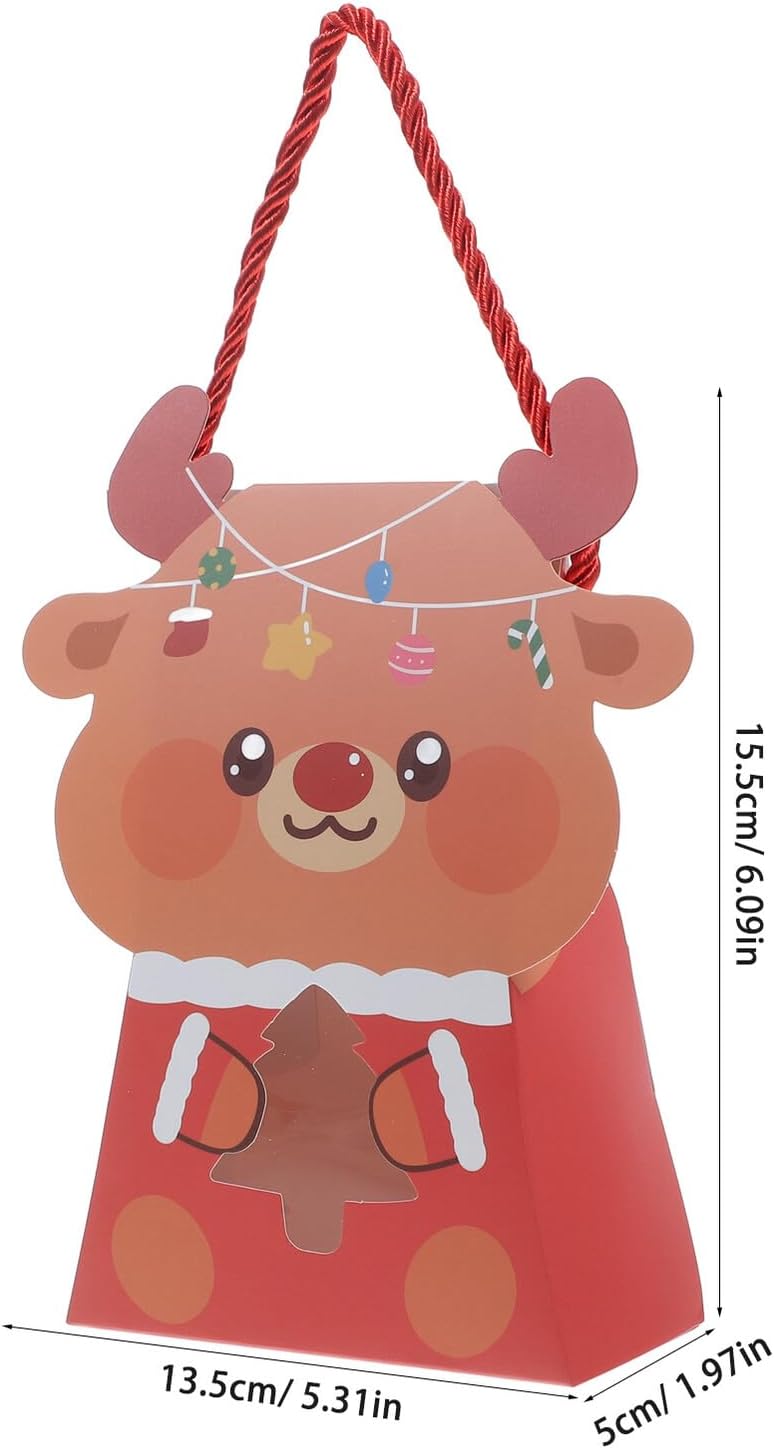 WATIIFUFU Christmas Bags for 10pcs Reindeer Window Treat Bags with Handles for Holiday Candy Packaging - Image 2