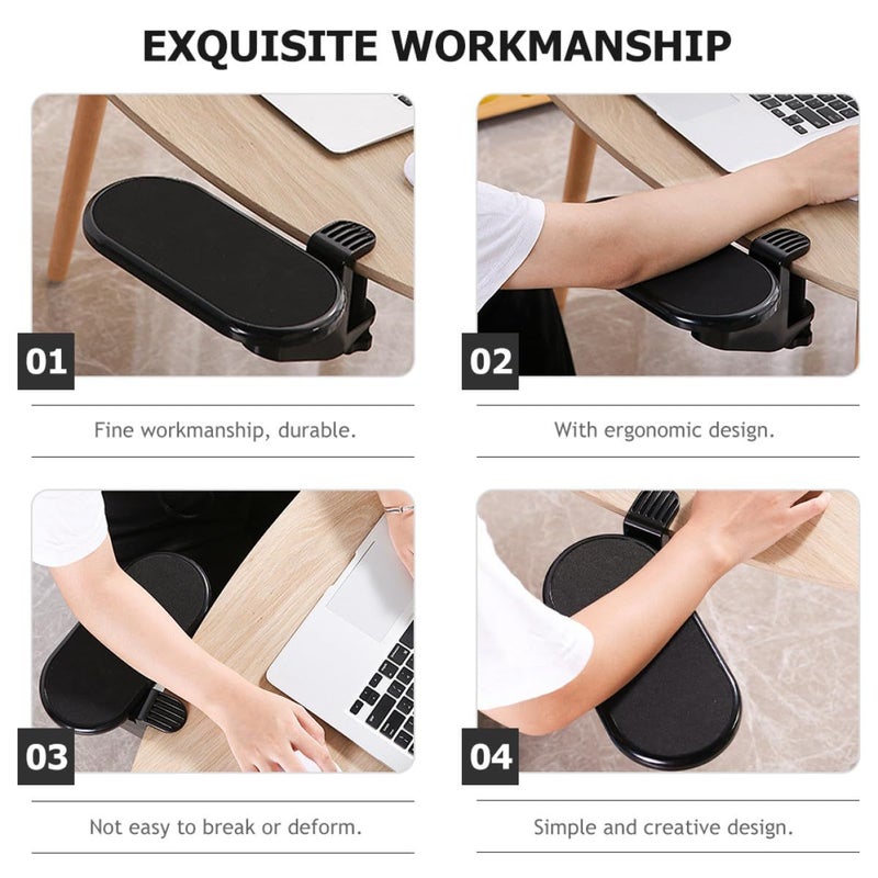 Rotatable Arm Elbow Rest Mouse Pad with Adjustable Wrist Support Desk Extender Black - Image 5