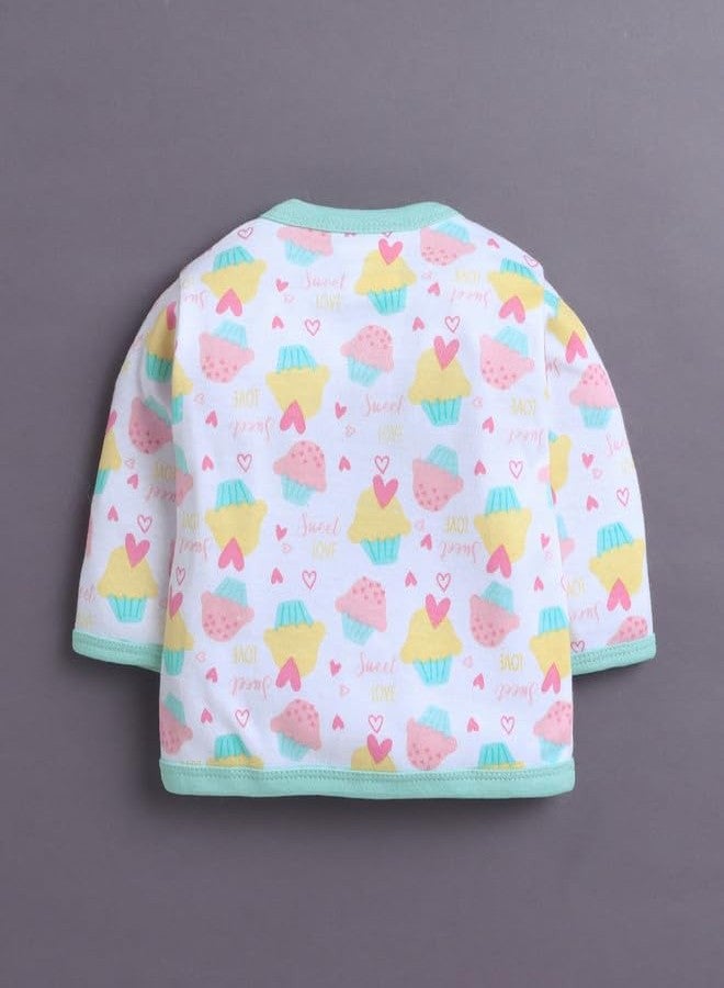 BUMZEE Baby Girls Cotton Full Sleeves Pack of 3 Regular Fit Jablas Mint Green & White - 3-6 Months (Peb11033C-mgn) - Image 3