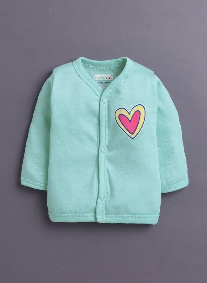 BUMZEE Baby Girls Cotton Full Sleeves Pack of 3 Regular Fit Jablas Mint Green & White - 3-6 Months (Peb11033C-mgn) - Image 4