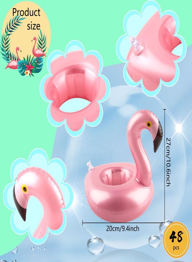 Sonarun 48 Pack Inflatable Flamingo Drink Holder Cute Blow Up Flamingo Cup Holder Coaster Reusable Flamingo Drink Float Inflate for Summer Water Toy Beach Pool Party Favor - Image 2