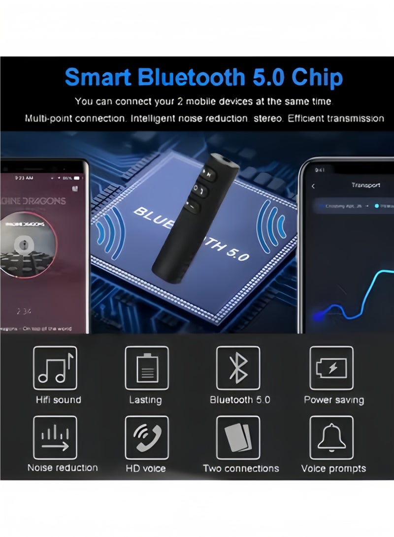 Halamodo Car Bluetooth Music Receiver Mini Portable 3.5mm Wireless Aux Adapter Music Player for Wired Headphones & Car or Home Stereo System - Image 5