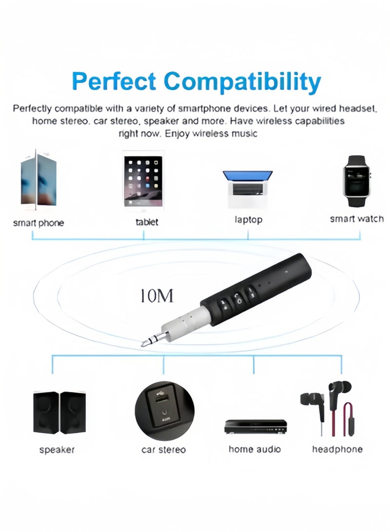 Halamodo Car Bluetooth Music Receiver Mini Portable 3.5mm Wireless Aux Adapter Music Player for Wired Headphones & Car or Home Stereo System - Image 2