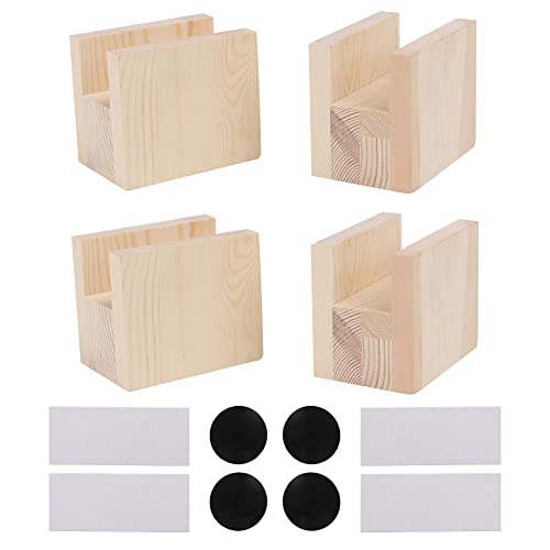 RDEXP 10x7x8.5cm Groove Width 4cm Wood Table Desk Bed Riser Lift Furniture Leg Lifter Feet Up to 5cm Lift Pack of 4 - Image 1