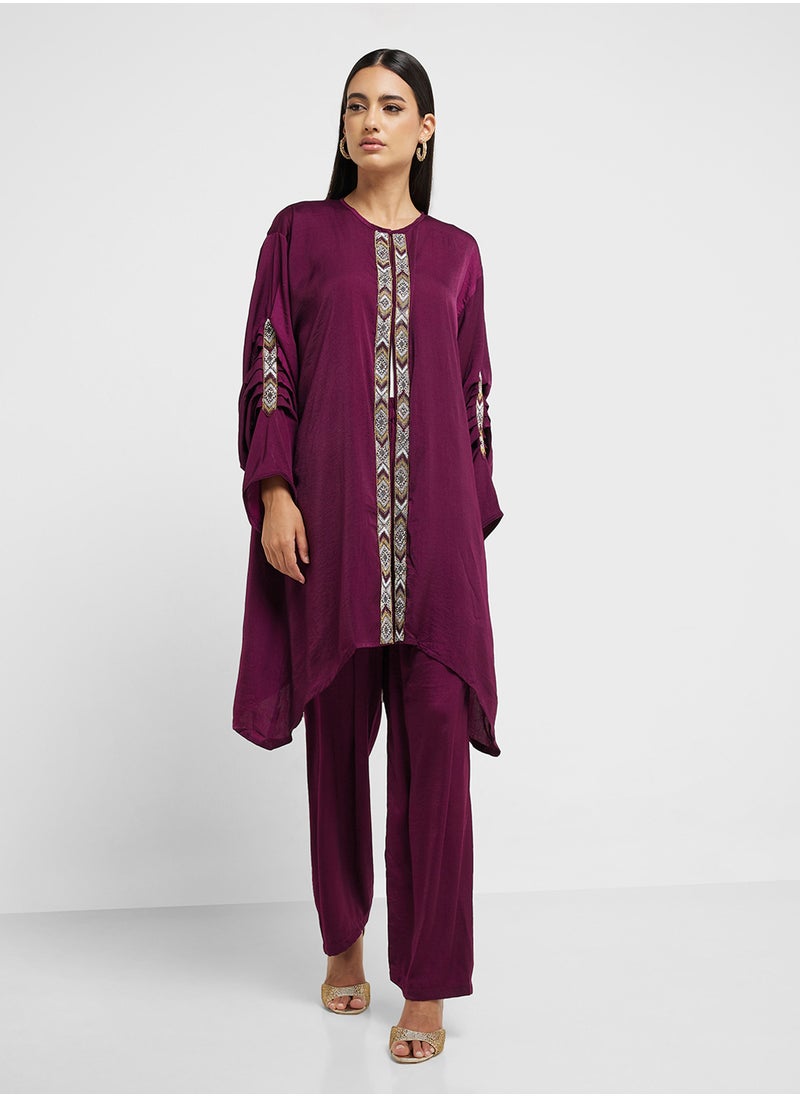hayas closet Embroidered Sleeve Top & High Waist Pants  - Image 5