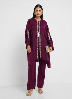 hayas closet Embroidered Sleeve Top & High Waist Pants  - Image 1
