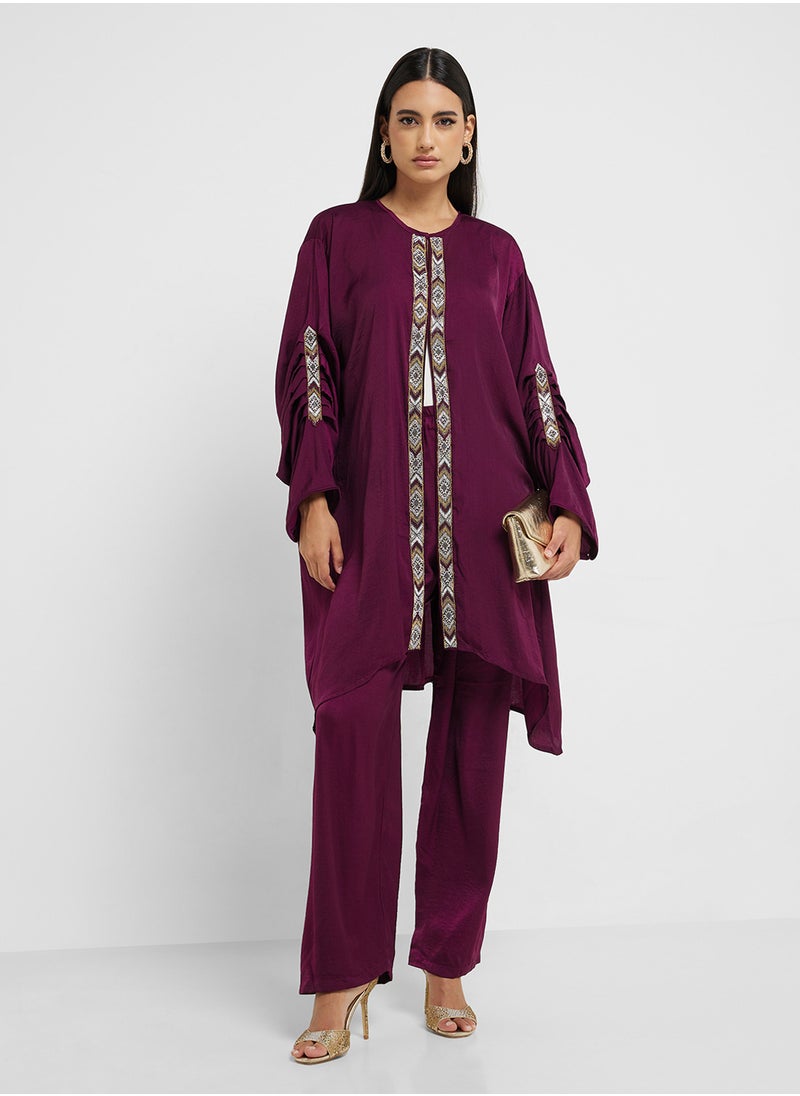 hayas closet Embroidered Sleeve Top & High Waist Pants  - Image 1