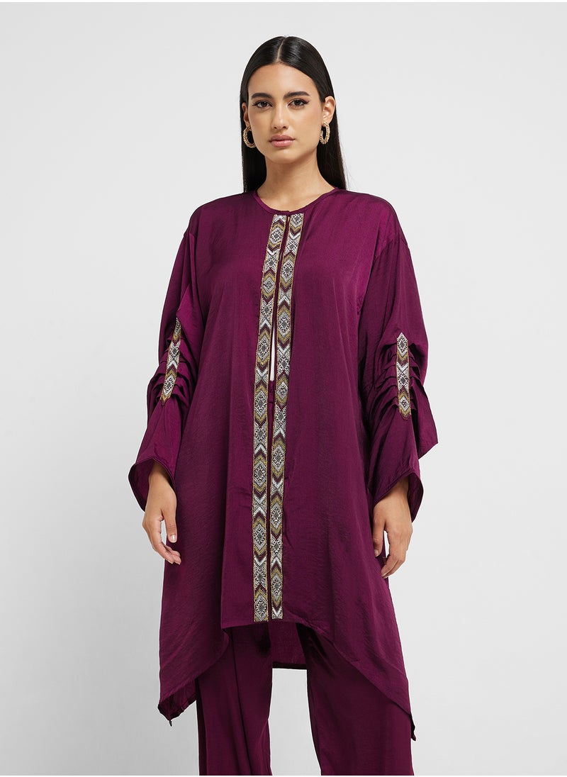 hayas closet Embroidered Sleeve Top & High Waist Pants  - Image 3