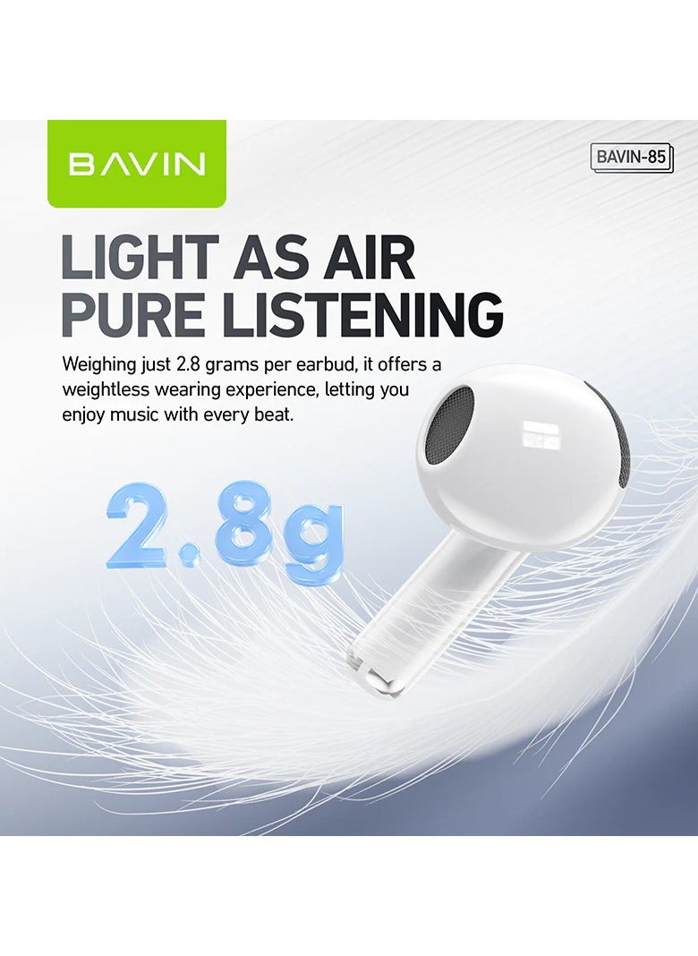 Bavin - BAVIN-85 TWS, Slim Streamlined Earphones, Perfect With Smart Touch Function, High-Fidelity Wireless - Image 1