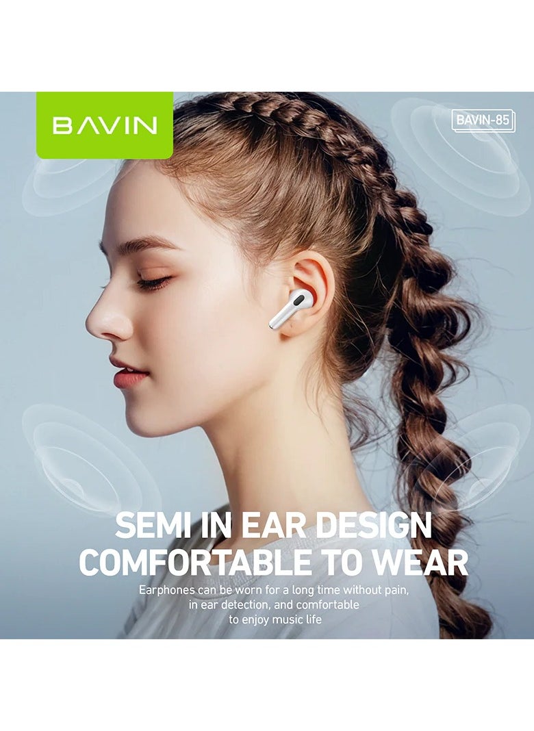 Bavin - BAVIN-85 TWS, Slim Streamlined Earphones, Perfect With Smart Touch Function, High-Fidelity Wireless - Image 1