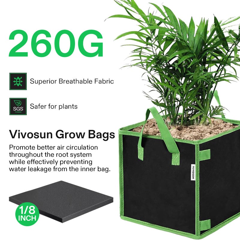VIVOSUN 5 Pack 10 Gallon Square Grow Bags, Thick Nonwoven Cubic Fabric Pots with Handles for Indoor and Outdoor Gardening - Image 5