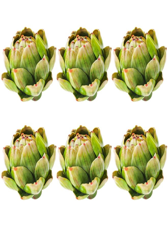 Meiwlong 6 x Artificial Fake Vegetables Small Green Artificial Artichokes Realistic Fruits Bouquet Decoration Wedding Christmas Household Table Top Kitchen - Image 1