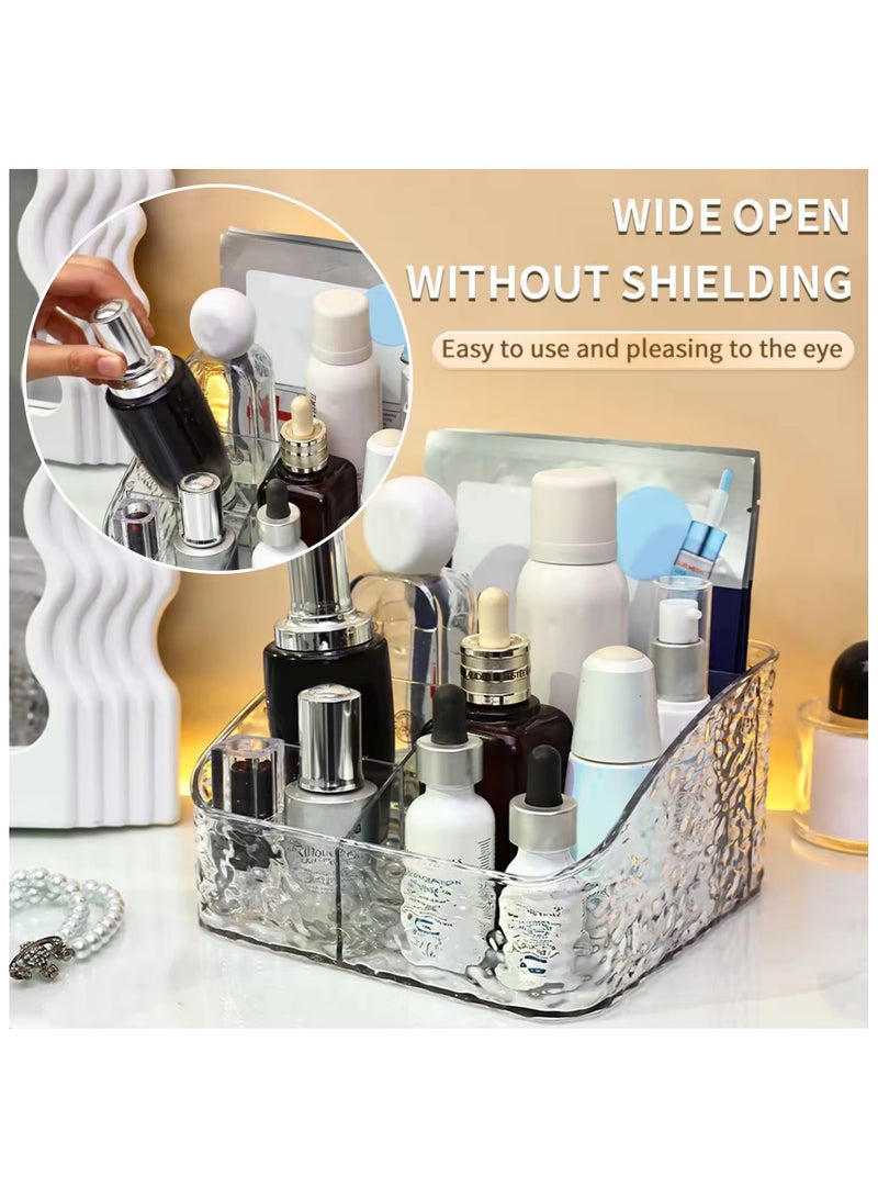 UrbanEssentia Bathroom Countertop Organizer, Set of 2pcs, 3 + 4 Compartment Vanity Storage for Cosmetics and Skincare, Makeup and Brushes Organizer, Durable Acrylic Makeup Holder - Image 4