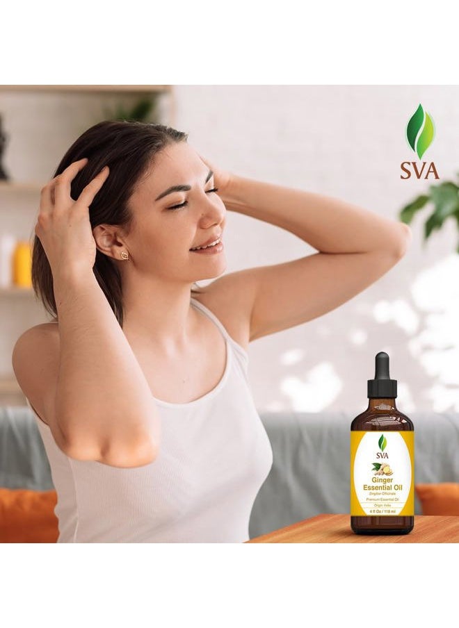 SVA Organics SVA Ginger Essential Oil – 4 Fl Oz – 100% Natural Ginger Oil - for Diffuser, Hair Care, Face, Skin Care, Aromatherapy, Scalp and Body Massage, Soap and Candle Making – with Dropper  - Image 5