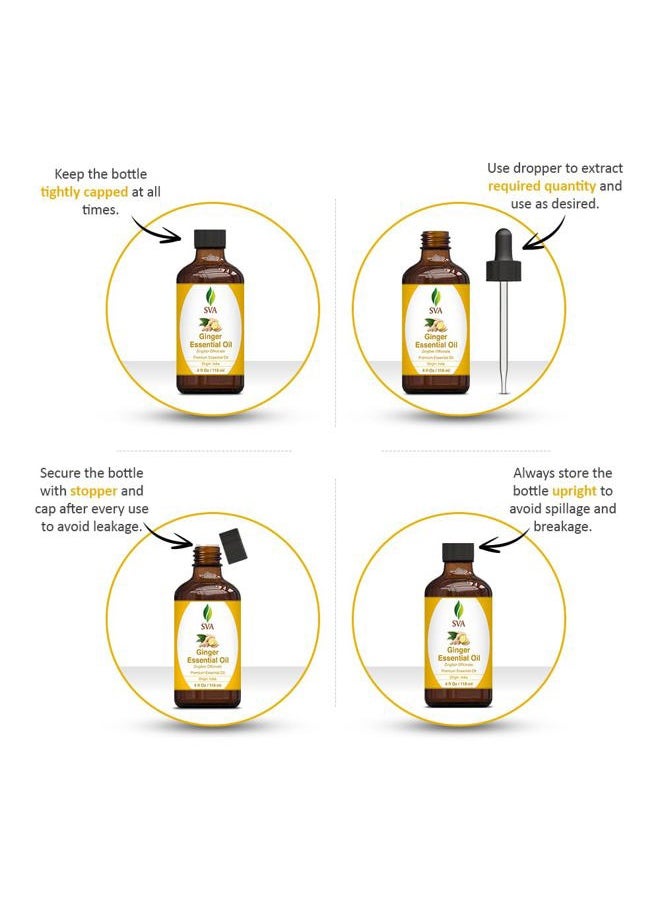 SVA Organics SVA Ginger Essential Oil – 4 Fl Oz – 100% Natural Ginger Oil - for Diffuser, Hair Care, Face, Skin Care, Aromatherapy, Scalp and Body Massage, Soap and Candle Making – with Dropper  - Image 2