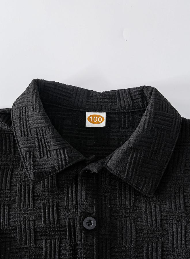 Take Two Boys Black Short Sleeve Shirt And Shorts Set - Image 3