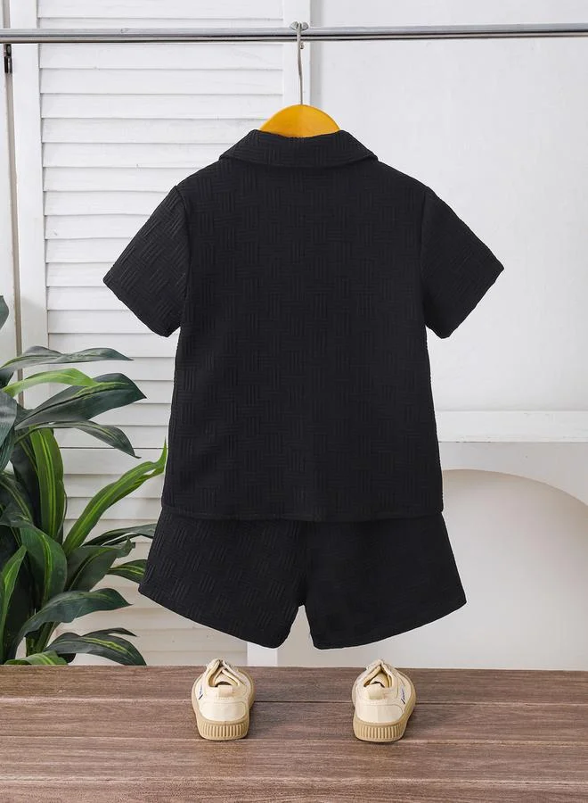 Take Two Boys Black Short Sleeve Shirt and Shorts Set