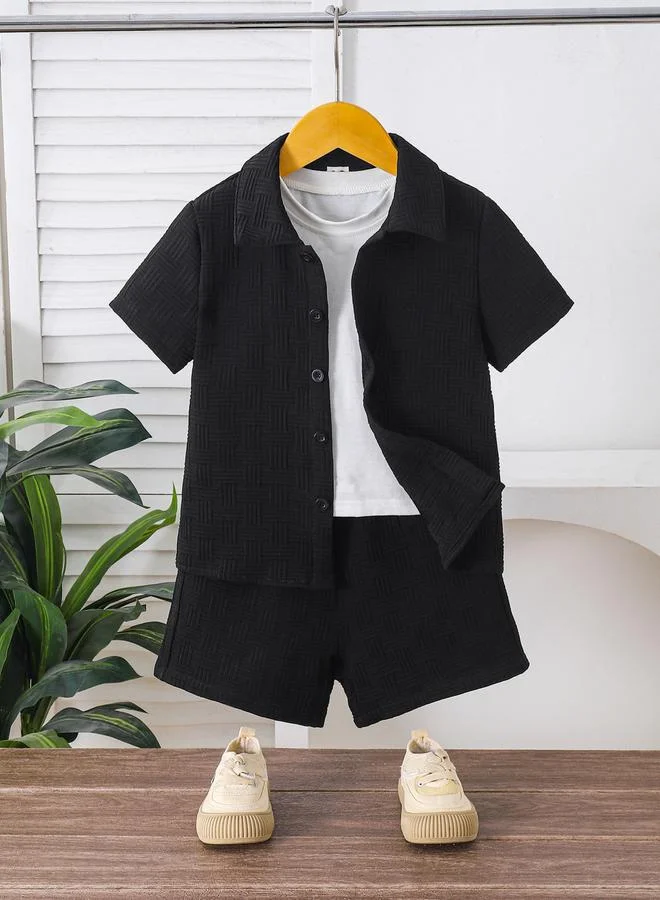 Take Two Boys Black Short Sleeve Shirt and Shorts Set