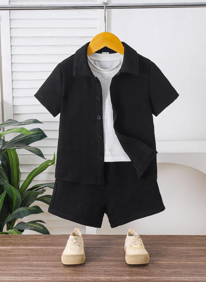 Take Two Boys Black Short Sleeve Shirt And Shorts Set - Image 1