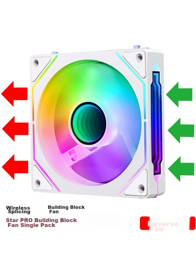 Play Jia Wanjia Xingchen Pro Building Block Fan, White, Single Pack, 12cm Water Cooling Case Fan Module, Wireless Splicing/argb Light Synchronization/pwm Temperature Control - Image 1