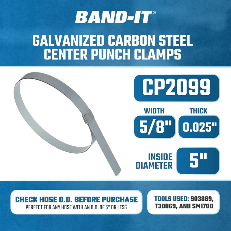 Bandit CP2099 5/8" Wide x 0.025" Thick 5" Diameter, Galvanized Carbon Steel Center Punch Clamp (25 Per Box) - Image 2