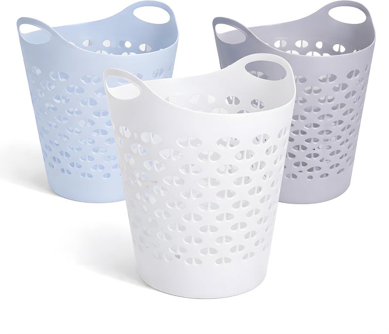 VIO Plastic Laundry Bin, Multi-Purpose Flexible Laundry Storage Basket Hamper, Light Weight and Durable Large Dirty Clothes Organizer Basket with Handles 40 Litres (White New) - Image 5