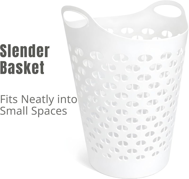 VIO Plastic Laundry Bin, Multi-Purpose Flexible Laundry Storage Basket Hamper, Light Weight and Durable Large Dirty Clothes Organizer Basket with Handles 40 Litres (White New) - Image 3
