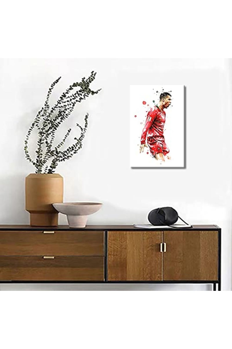 TISHIRON Cristiano Ronaldo Back Canvas Art Wall Framed CR7 Poster Decorative Pictures Painting Modern Home Decor for Living Room Dining Posters Prints Ready to Hang 18x12 in - Image 5