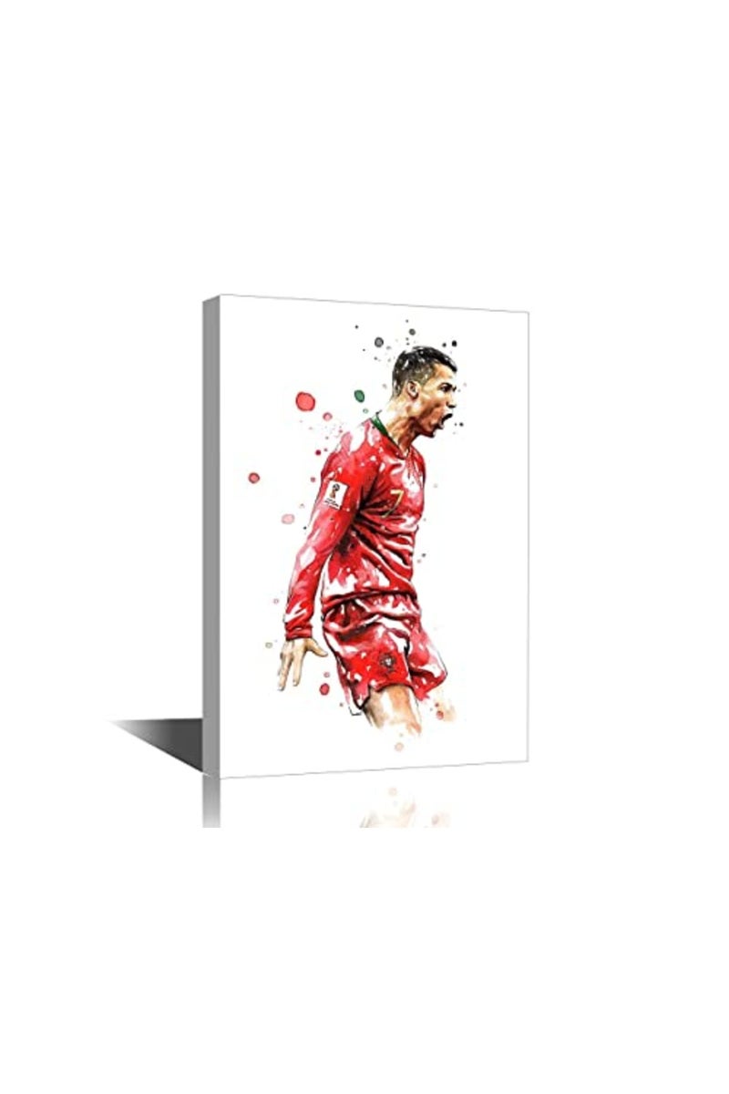 TISHIRON Cristiano Ronaldo Back Canvas Art Wall Framed CR7 Poster Decorative Pictures Painting Modern Home Decor for Living Room Dining Posters Prints Ready to Hang 18x12 in - Image 2