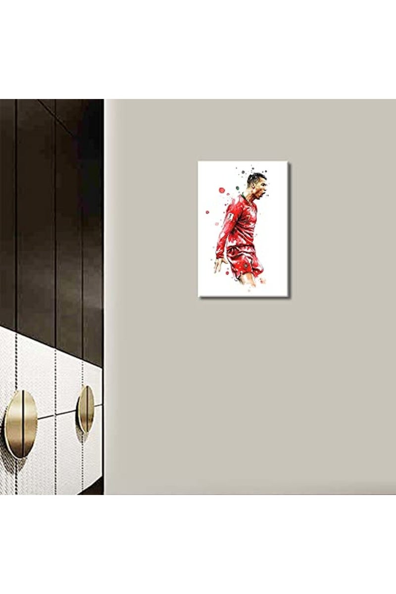 TISHIRON Cristiano Ronaldo Back Canvas Art Wall Framed CR7 Poster Decorative Pictures Painting Modern Home Decor for Living Room Dining Posters Prints Ready to Hang 18x12 in - Image 4