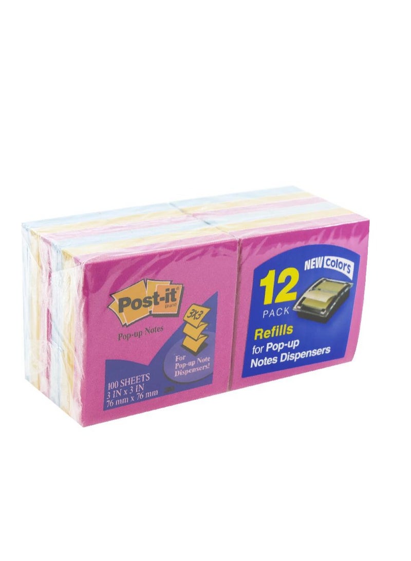 Post-it R330 Trendy Self Stick Notes Pop Up Fan-pad RefillSquare3" X 3"1200 Notes