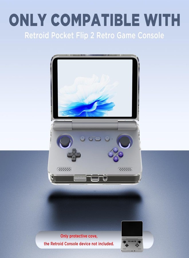جراب حماية لجهاز ألعاب Retroid Pocket Flip 2، غطاء TPU شفاف متوافق مع Retroid Pocket Flip 2، غطاء مقاوم للصدمات والسقوط لجهاز الألعاب (رمادي شفاف) - Image 2