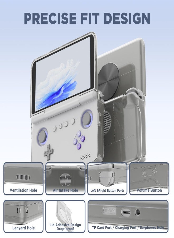جراب حماية لجهاز ألعاب Retroid Pocket Flip 2، غطاء TPU شفاف متوافق مع Retroid Pocket Flip 2، غطاء مقاوم للصدمات والسقوط لجهاز الألعاب (رمادي شفاف) - Image 3
