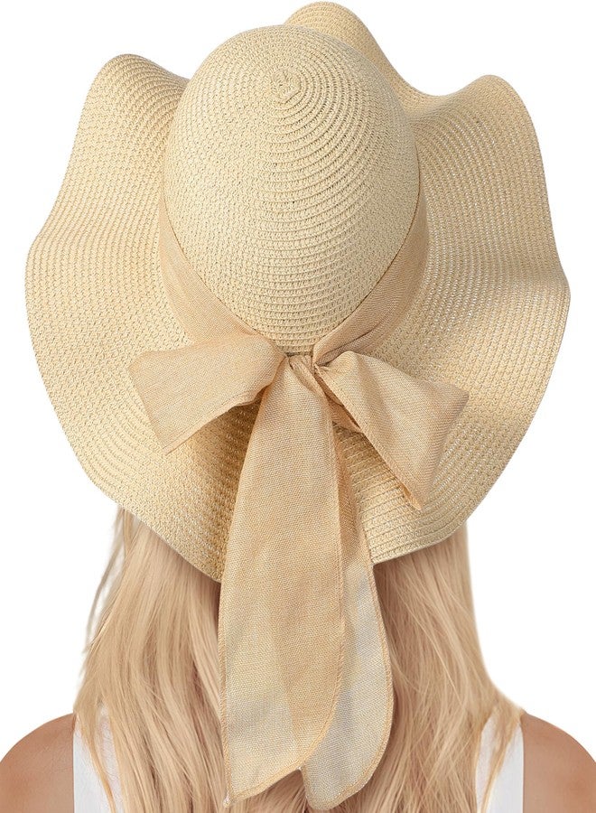 Pleneal Beach Sun Hats for Women, Wide Brim Straw Hats with Adjustable Band, UPF 50+ Summer Foldable Roll up Hat - Image 1