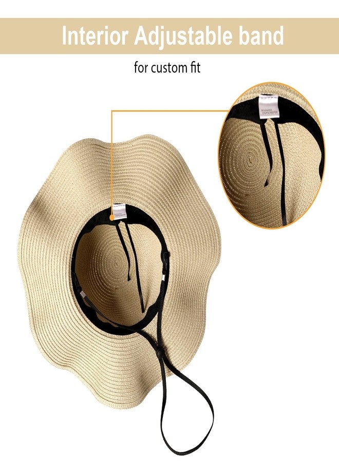 Pleneal Beach Sun Hats for Women, Wide Brim Straw Hats with Adjustable Band, UPF 50+ Summer Foldable Roll up Hat - Image 5