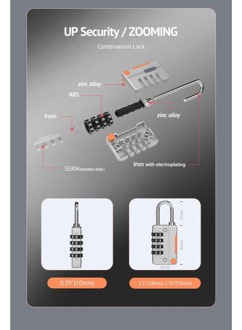كيو زد قفلان مركبان عاليا الأمان للأدراج الشخصية والأمتعة، لون أسود ورمادي - Image 2