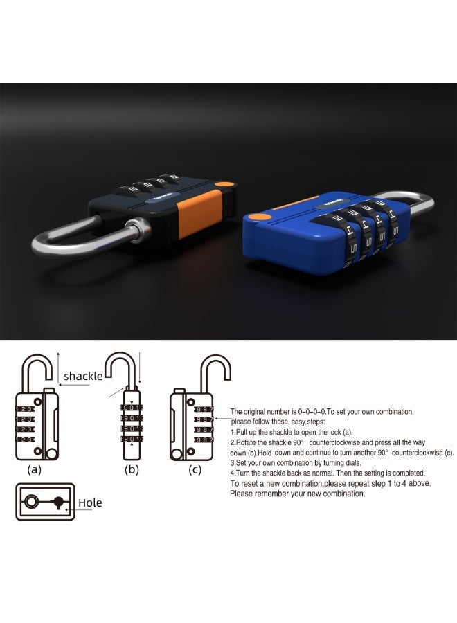 كيو زد قفلان مركبان عاليا الأمان للأدراج الشخصية والأمتعة، لون أسود ورمادي - Image 3