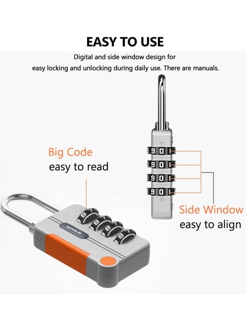 كيو زد قفلان مركبان عاليا الأمان للأدراج الشخصية والأمتعة، لون أسود ورمادي - Image 5