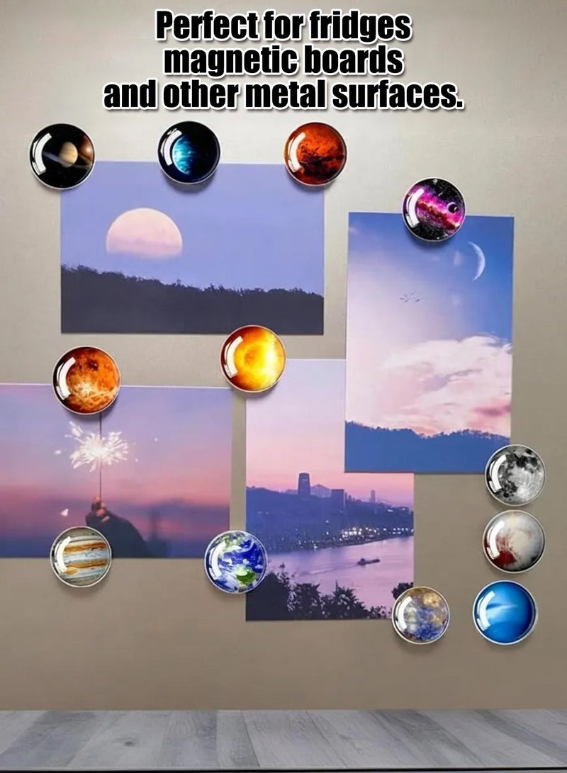 JACIRCLE Fridge Magnet, 12 Pcs Galaxy Planet Fridge Magnets - Non-Scratch Strong Hold 3D Space Universe Refrigerator Magnets - Reusable Decorative & Functional Planet Magnetic Stickers - for Home Decor, Kitchen, Office, Whiteboard, Blackboard, Refrigerator Door, Cabinet, Message Board, Kids Room, Study Desk, Playroom - for Space Lovers Adults Kids, Home Office School, Strong Magnetic Fridge Magnets Set - Image 3