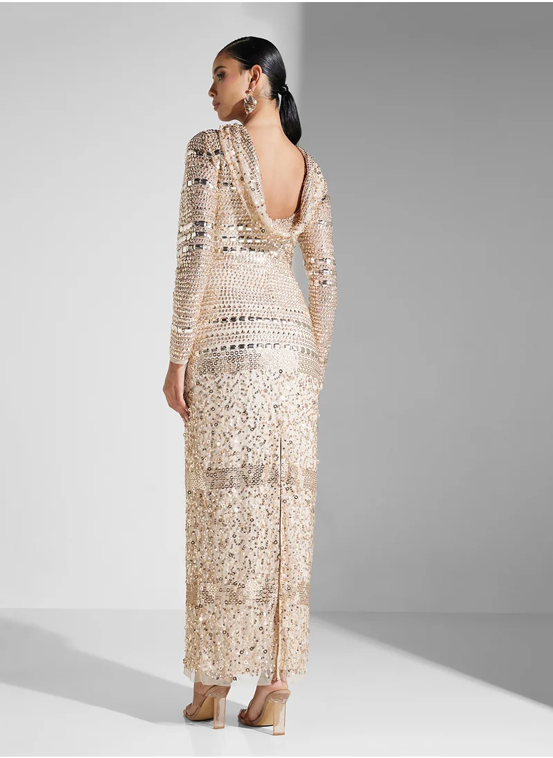 Amelia Rose Embellished Crew Neck Dress
