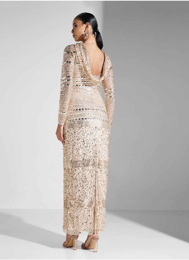Amelia Rose Embellished Crew Neck Dress  - Image 2
